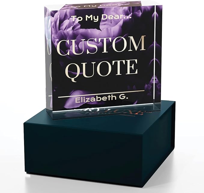 Custom Acrylic Sign Personalized, Custom Desk Name Plate, 18 Styles, (4"x4"), With Gift Box, USA Made by Acryluxe. (Blossom)