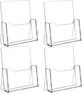 Acrylic Brochure Holder 8.5 x 11 inch 4 Pack, Clear Acrylic Plastic Flyer Holders for Literature Magazine Pamphlet Booklet Menu Journals Display Stand Desk Holder Countertop Organizer
