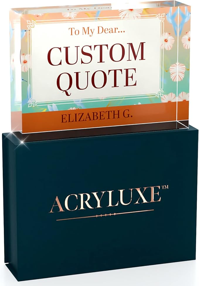 Personalized Gifts, Custom Quote Block Letter Board,Crystal-Clear Acrylic with Gift Box,17 Styles, Holiday and Christmas Gift for Mom, Dad, Girlfriend, Him or Her, Husband, Wife (5"x7, Flora)