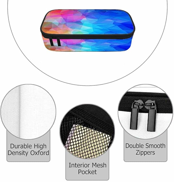 Blue Red Geometric Pencil Bag Abstract Sparkling Transparent Diamond Big Capacity Pencil Case Pencil Pouch Pen Bag School Students Boy Girl