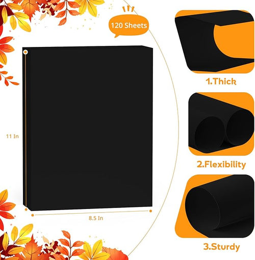 120 Sheets Black Cardstock 8.5 x 11 Construction Paper, 200GSM Card Stock Black Paper Cardstock for Invitations, Art, Drawing, Menus, DIY Cards, Tags, Cards Making, Craft, Certificate, Office Printing