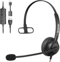 Arama Headset with Microphone for Pc, USB Headset with Mic, Computer Headphones with Noise Canceling Microphone for Laptop, Wired Headphones with Mute for Home Office Online Class Skype Zoom Meetings