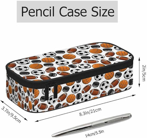 American Football Pencil Holder Bag Basketball Balls Ice Hockey Pucks Pencil Case College Office School for Teens Boy Girl