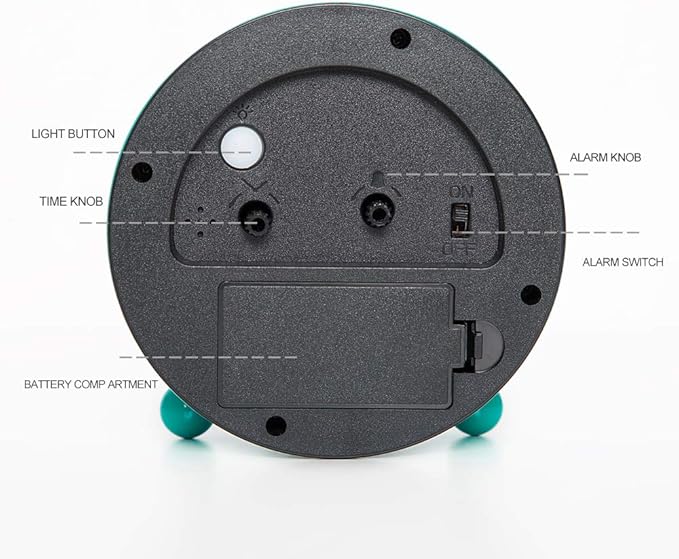 Super Silent Metal Alarm Clock,Beep Wake Round Alarm Clock with Night Light,Battery Operated,Easy Set,Simple & Retro for Desk, Bedroom and Home Decoration(Lake Blue)