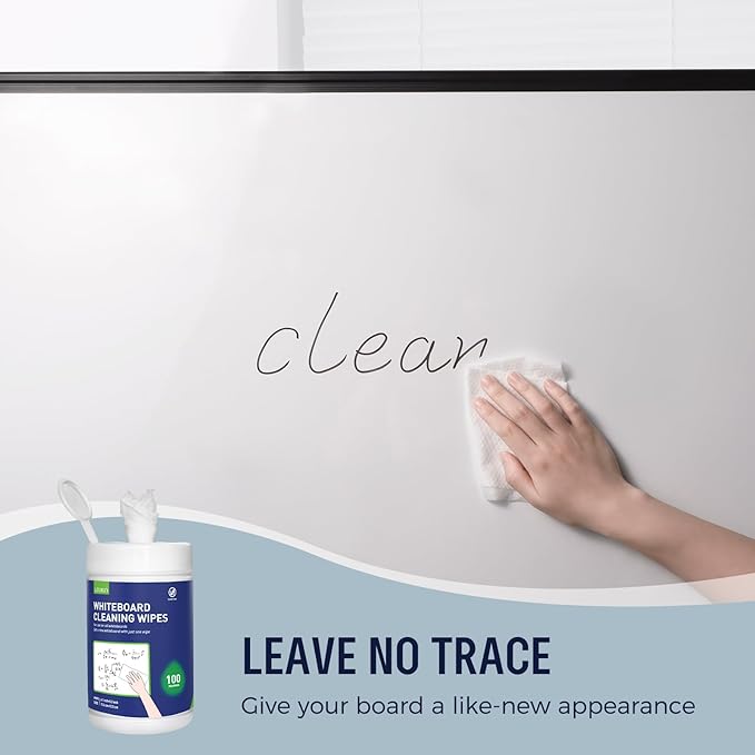 Loukin Whiteboard Cleaning Wipes, Dry Erase Board Cleaning Wipes, Non-toxic Whiteboard Wipes, 100 Wipes per Canister, 3 Pack