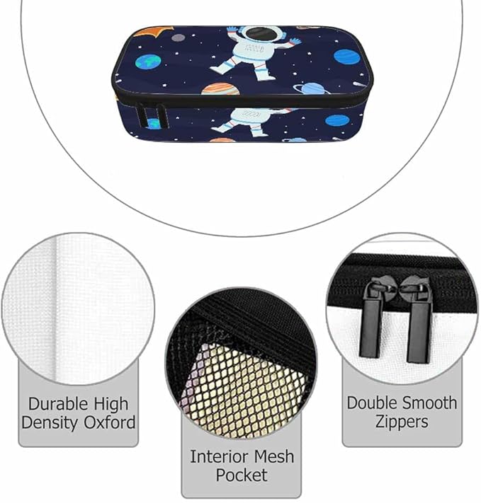 Astronaut Pencil Case Organizer Cartoon Starry Sky Planets Solar System Stationery Box Makeup Box School Supply for Boy Girl Men Women