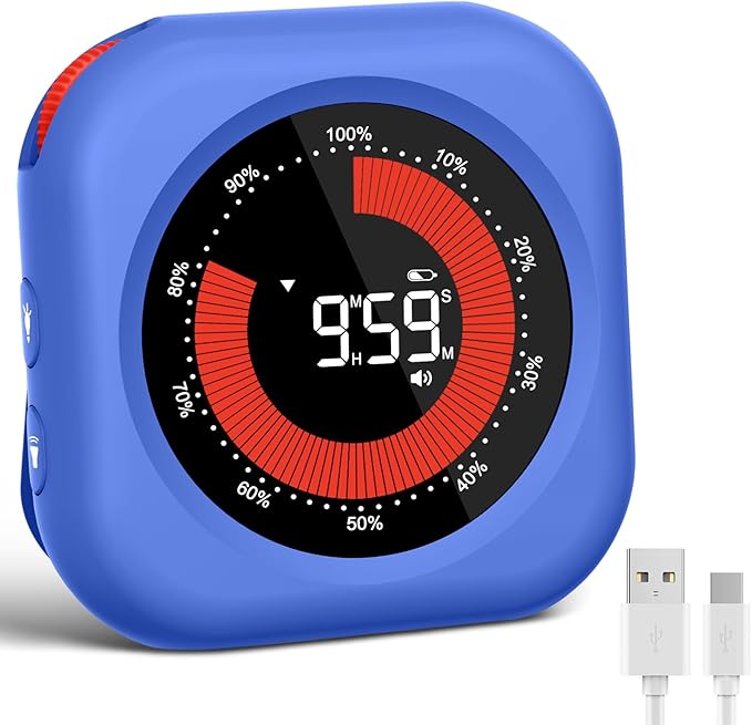 Visual Timer for Classroom Rechargeable, 10-Hour Digital Timers with Visual Time Bars Design, 3 Brightness/3 Volume Adjustable Magnetic Timer, Countdown/up Timer for Study Game Gym Kitchen Office