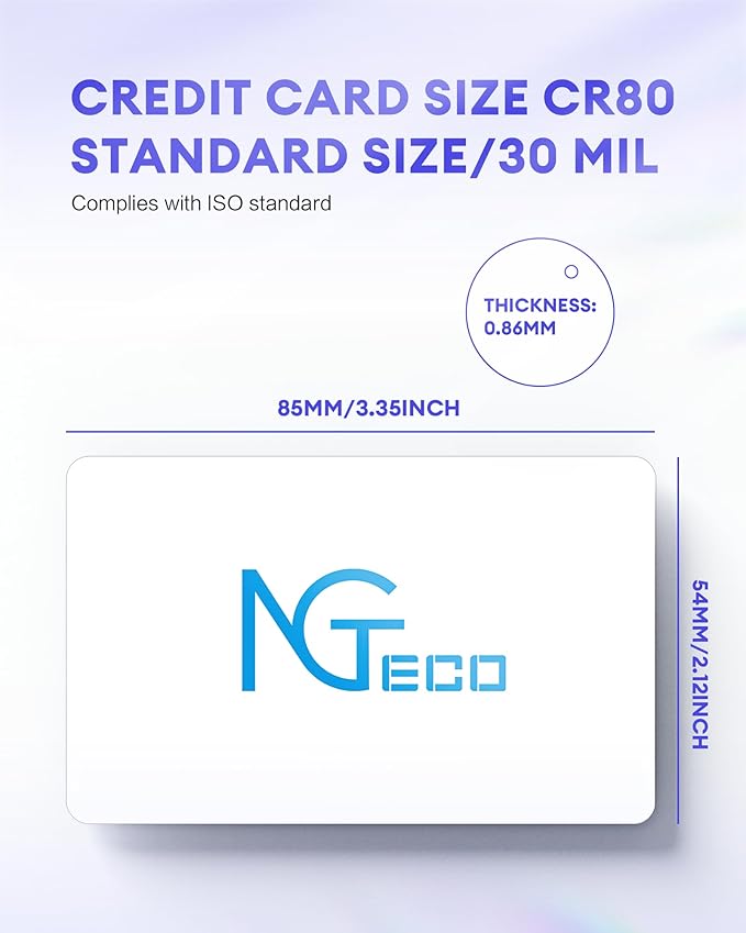 NGTeco Smart Time Card PVC Employee ID Card MB1, MB2, TC1, TC2, TC3, TC7 Time Clocks, Waterproof & Durable, 10 PCS
