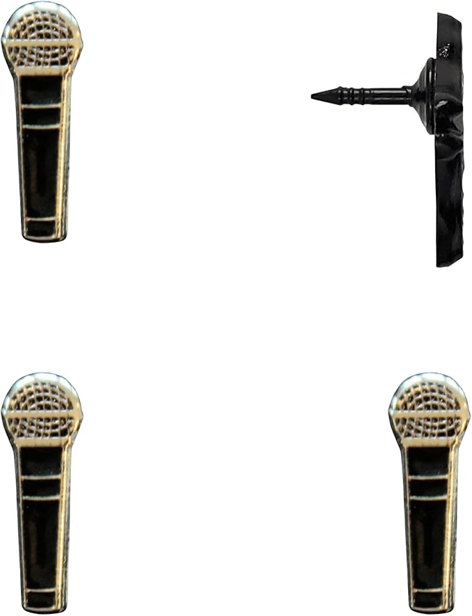 Microphone Push Pins - Microphone Map Pins for Cork Boards, Maps, or Lapel Use - Designed in USA - Set of 4