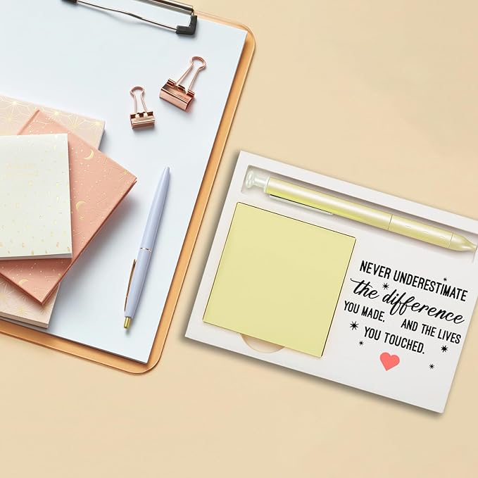 Never Underestimate The Difference You Made Appreciation Thank You Retirement Leaving Gift for Employee Coworkers Friends Boss Teacher Mentor Self-Stick Note Pad Holders ZBA16