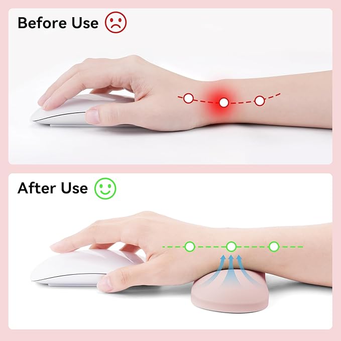 MOSISO Wrist Rest Silicone Ergonomic Air Cushion Mouse Support Pad, Keyboard Mouse Wrist Support for Typing, Gaming Pain Relief Pad Wrist Cushion for Computer, Laptop, Home & Office, Pink