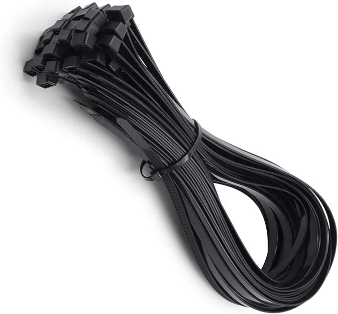 Black Zip Ties Heavy Duty 24 Inch Outdoor, 175lb Extra Large Cable Tie Wraps Long Plastic Wire Ties Wide Big Strong Thick Zipties 50 Pack