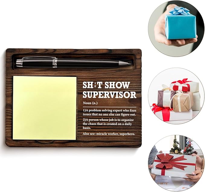 Funny Office Gifts for Boss Supervisor Coworker Boss's Day Promotion Retirement Farewell, Supervisor Boss Sticky Note Holder for Office Decor