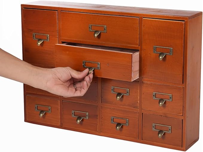 Vintage 12-Drawer Storage Cabinet – Multipurpose Desktop Organizer for Office, Craft & Home