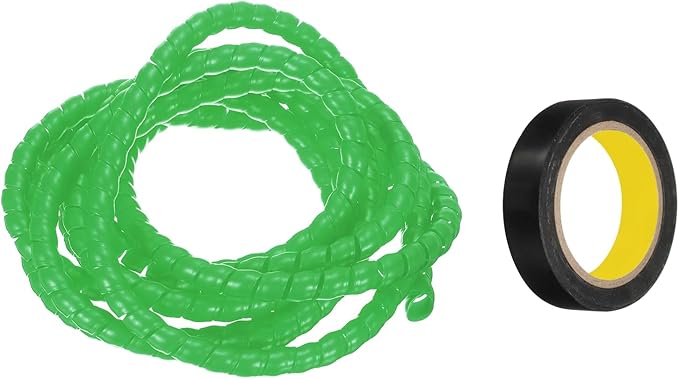 MECCANIXITY Spiral Cable Wrap 9.8ft/3.0M 8mm Cable Management Sleeve PP Insulation Cord Organizer for Computer Wire Power Cable Gas Pipe Green with Tape