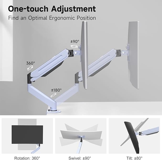 Suptek Monitor Mount Gas Spring Monitor Arm Desk Mount Fully Adjustable Fits 17-32inch Monitors Weight Capacity up to 22 lbs,Blue(MD8BLUE)