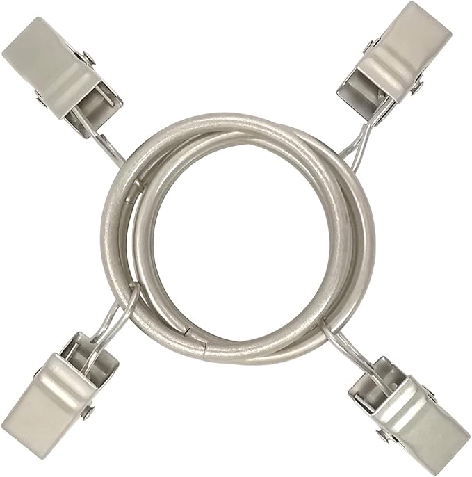 LLPJS 40 Pack Curtain Rings with Clips, Curtain Clip Rings Hooks, Bow Hanger Clips for Hanging Drapery Drapes Bows, Ring 1.26 inch Interior Diameter, Fits up to 1" Rod, Matte Silver