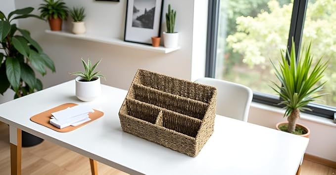 KOLWOVEN Magazine Display Holder- Mail Organizer Countertop- Mail Holder l Bill Sorter Organizer For Desk And Home Boho Rack Storage Organizer