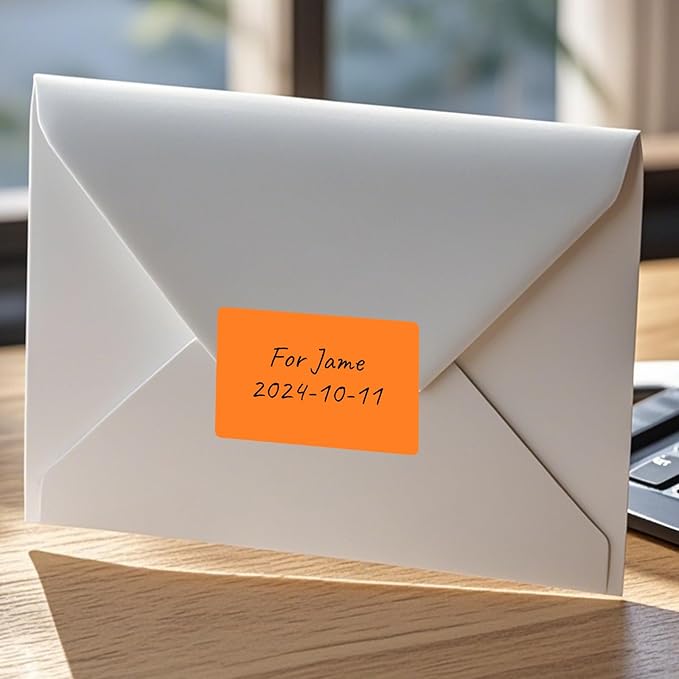 FINDAT Rectangle Label Stickers 3×2 Inch Vinyl Removable Orange Sticker Waterproof Writable File Folder Moving Labels for Boxes Home Office Labeling 40 PCS