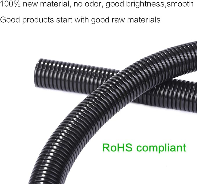Alex Tech 100ft - 1/2 inch Split Wire Loom Tubing - Black