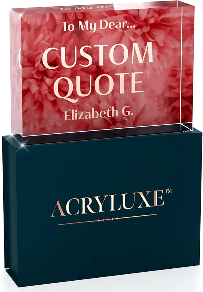 Personalized Gifts, Custom Quote Block Letter Board,Crystal-Clear Acrylic With Gift Box,17 Styles, Holiday and Christmas Gift for Mom, Dad, Girlfriend, Him or Her, Husband, Wife (5"x7, Rosy)