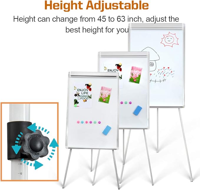 2-Pack 36 x 24 Inch Magnetic Dry Erase Easel Tripod Stand, Height Adjustable Portable Dry Erase Board with Flipchart Paper Pad (25 Sheets) - for Office Meetings, Training & Classroom