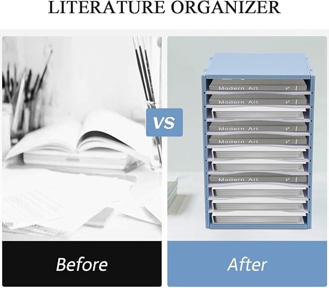 Vertical Desktop Sorter, 11 Slots Mail Organizer Vertical File Organizer, PVC Paper Sorter Organizer with 11 Adjustable Compartments, Construction Paper Storage Mailbox for Home Office