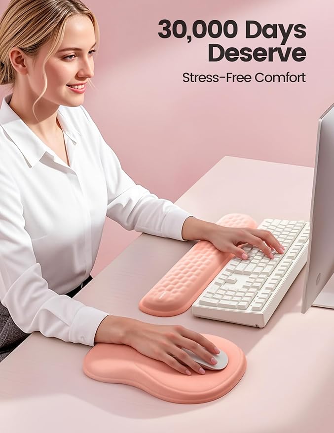 Meatanty Keyboard and Mouse Pad Wrist Rest Set, Ergonomic Wrist Pad Support, Computer Hand Palm Rest Combo, Memory Foam Typing Desk Accessories Carpal Tunnel Cushion, Laptop Office Home School-Black