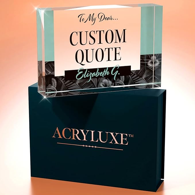 Custom Acrylic Sign Personalized, Custom Desk Name Plate, 18 Styles, (4"x6"), With Gift Box, USA Made by Acryluxe. (Holman)