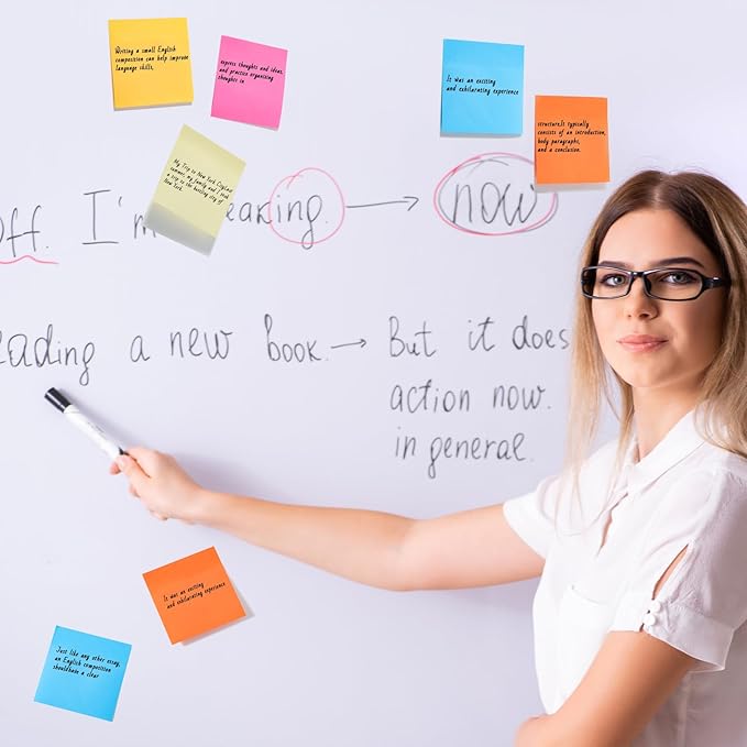 Eaasty 12000 Sheets, 120 Pack Sticky Notes Bulk 3x3 Inch Bright Colors Self Stick Pads 5 Bright Colors 100 Sheets/pad Colorful Post Stickies for Walls Doors Windows Notebook Office Home School Meeting