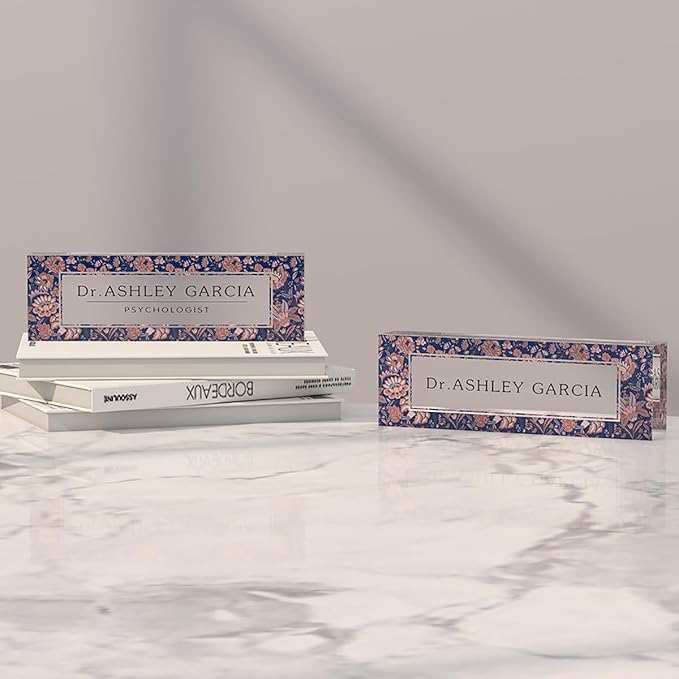 Office Desk Name Plate Personalized, Custom Name Plates for Desks on Acrylic Glass, Office Desk Decor Nameplate, Desk Accessories, Personalized Office Gift for Boss Coworkers