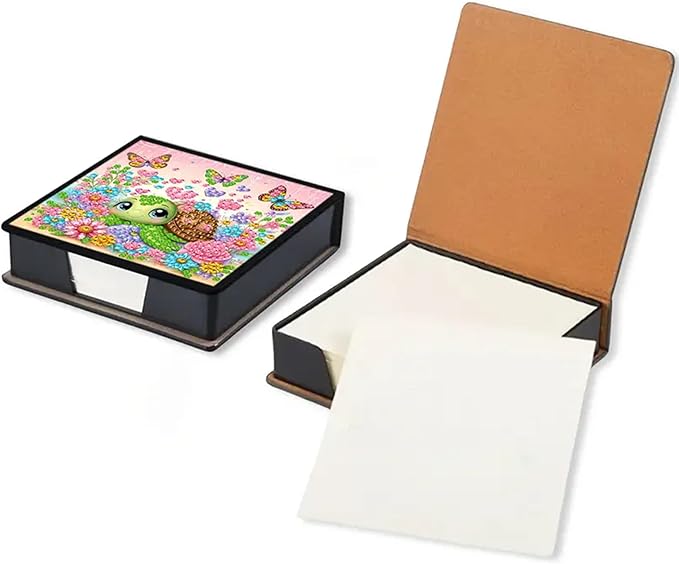 Turtle Diamond Painting Kit Note Box,Sea Memo Paper Storage Box Diamond Art,Sticky Note Holder Diamond Art,Diamond Painting Memo Pad For Office Desk. (Turtle)