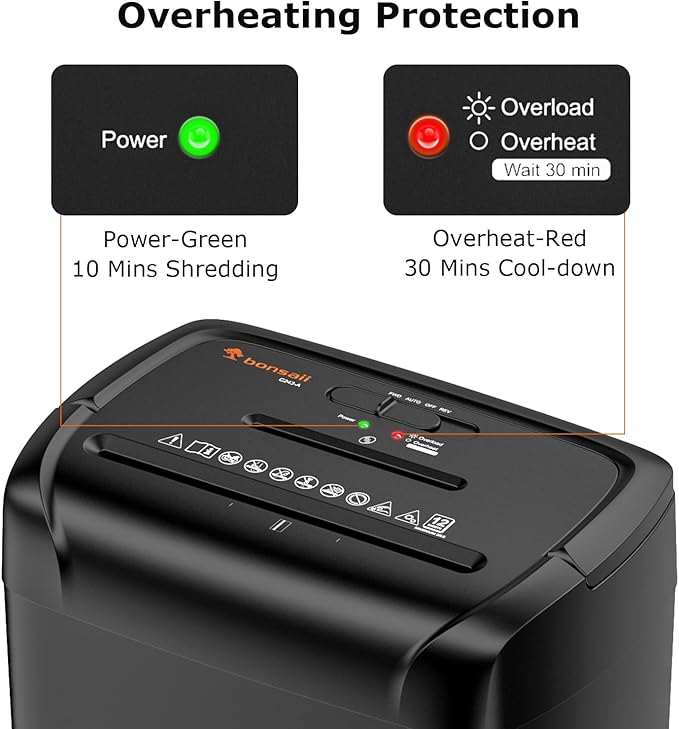 Bonsaii 14-Sheet Paper Shredder for Home Office Use, 10-Minute Cross Cut Shredder with 5.5 Gallons Bin, P-4 High Security Heavy Duty Office Shredder Shred CD/Credit Card