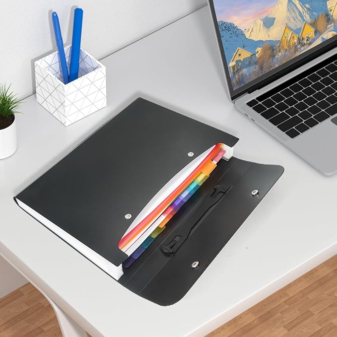 Expanding File Folder with Handle,13 Pockets Accordion File Organizer,Filing Box for Paper,Bills,Receipts,Taxes Organized,Letter/A4 Size Documents Holder for School,Office,Business Trip