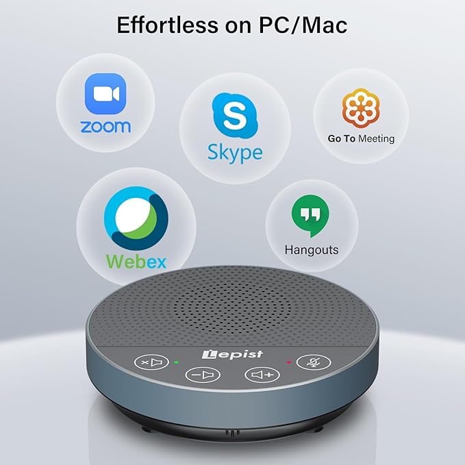 CMOCIIY USB Speakerphone,Conference Microphone for Home Office, Omnidirectional Desktop PC Speaker with 360° Voice Pickup, Noise Cancelling, Plug & Play for Zoom/Teams/Skype, Webinar,Online Classes