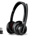 Blue Air Wireless Headset with Mic for Work, Bluetooth 5.1 Headphones with Noise Canceling Microphone, USB Dongle, 45H Playtime, Clear Calls & Mic Mute for PC, Laptop, Call Center, Teams, Black
