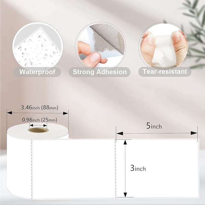 YOULAISHI 3 X 5 Inch Rectangle Sticker White Moving Labels for Boxes, 300PCS Waterproof Removable White Labels Stickers to Write on for Bar-Codes, Address, Small Business Labeling, Inventory