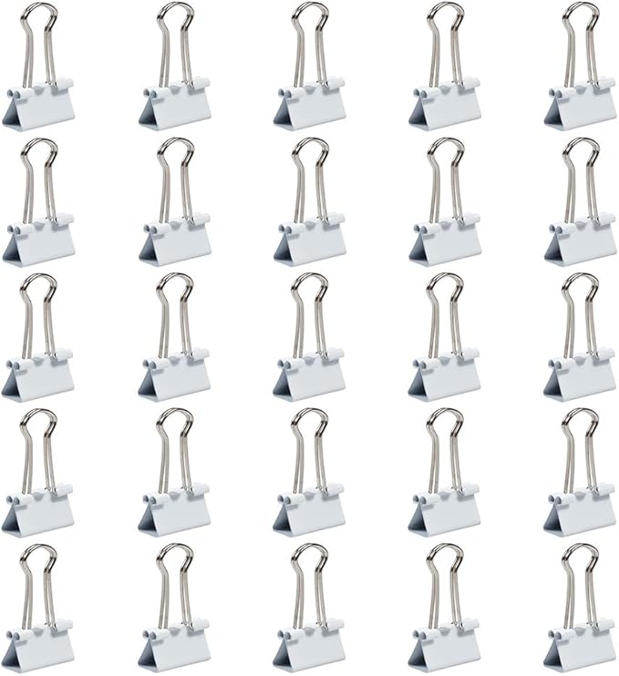 JAM PAPER Colorful Binder Clips - Small - 3/4 Inch (19 mm) - White Binderclips - 25/Pack