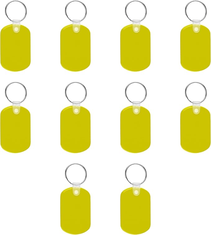 DISCOUNT PROMOS Tag Soft Plastic Keychains - 10 pack -Small Key Tag Chain For Staying Organized - Rubber Key Ring Keychain – Yellow
