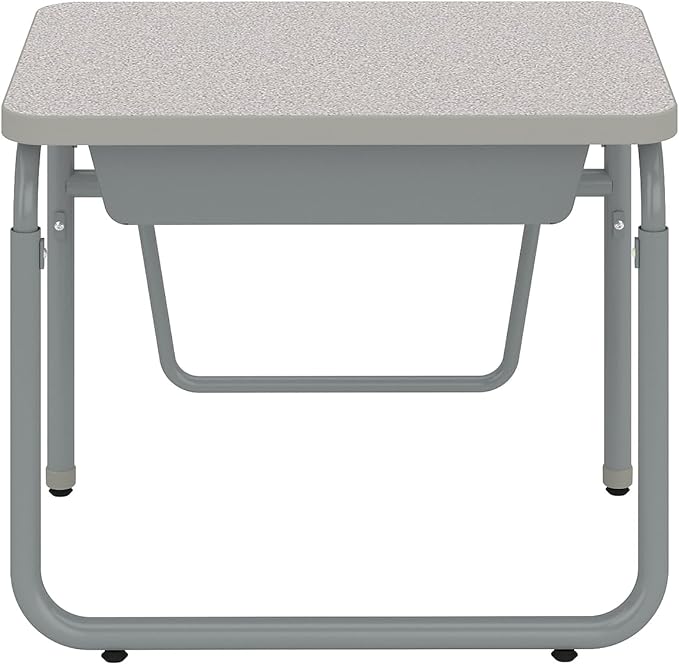 Safco Products AlphaBetter 2.0 Height – Adjustable Student Desk with Swinging Footrest Bar and Book Box, Sit to Stand, 22"-30" w, Pebble Gray