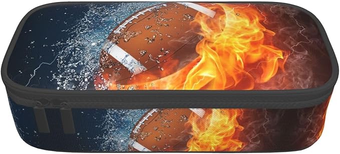 American Football Ball Themed Pencil Case Big Capacity Storage Pencil Pouch Stationery Bags With Zipper Portable Pen Holder Box Organizer For Boys Girls Teens Student College School Office Supplies