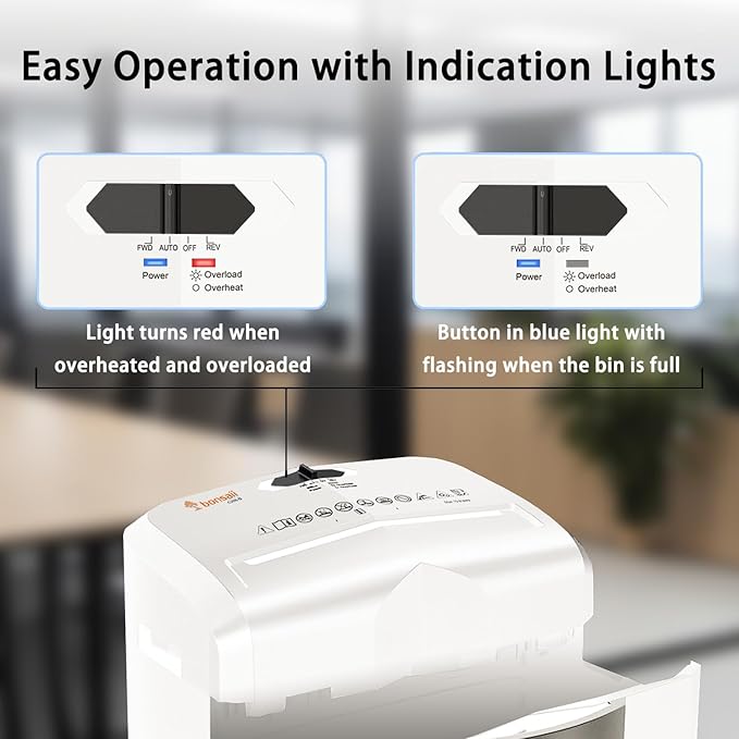 Bonsaii C266-B Micro Cut Shredder, Easy-Carry Handle, 12-Sheet, P-4 Security, 60 Min Continuous, CD/Credit Card, Jam-Proof, 4.2 Gal Bin, Ideal for Home Office Use, White/Gray