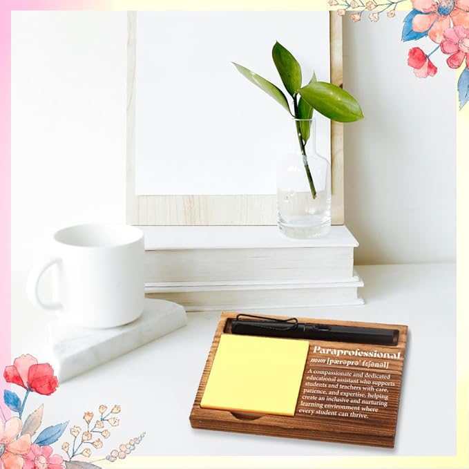 FOUGSTA Appreciation Gifts for Paraprofessional, Inspirational Office Decor Gifts for Paraprofessional,Wooden Sticky Note Holder With Inspirational Quotes,16.5 x 12 x 1.5 cm,XXN37