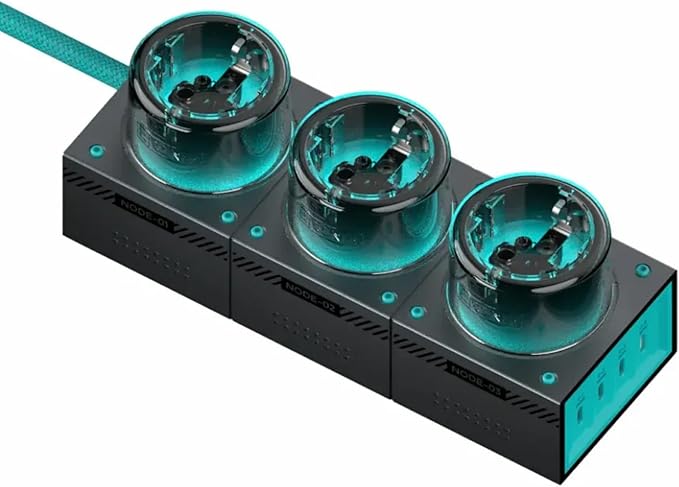 GENKI Moonbase 240W GaN Desktop Charger, Power Strip 7-Port Power Hub with 3 AC Outlets & 4 USB-C Ports (140W Max), Compact Design for Laptop/MacBook/Phone/Gaming Devices (Darkside)