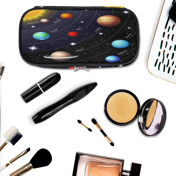 Pardick Solar System Planet Big Capacity Pencil Pen Case Universe Galaxy Large Pencil Pouch with Zipper Compartments Pencil Bag for Boys Girls Adults Student Office School Supplies