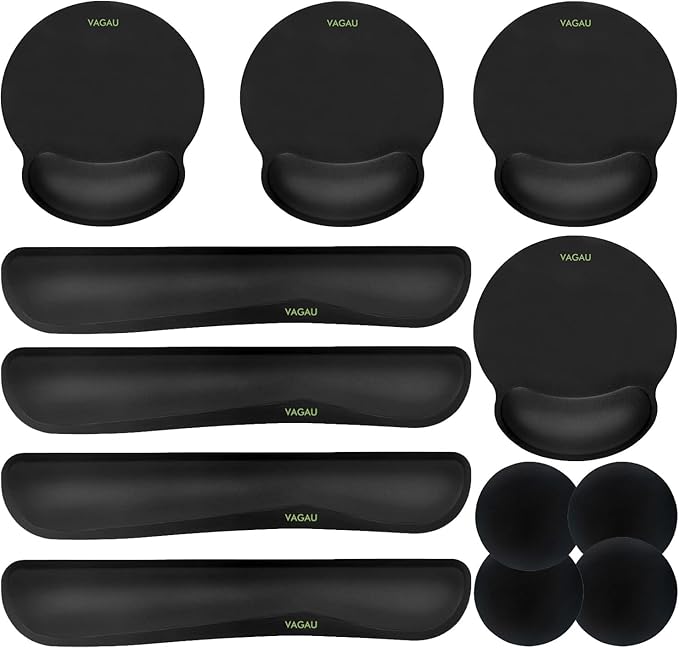 Ergonomic Mouse Pad with Wrist Rest Premium Memory Foam Keyboard and Mouse Wrist Rest Pads Set- for Comfortable Typing &Wrist Pain Relief (Pack of 4)