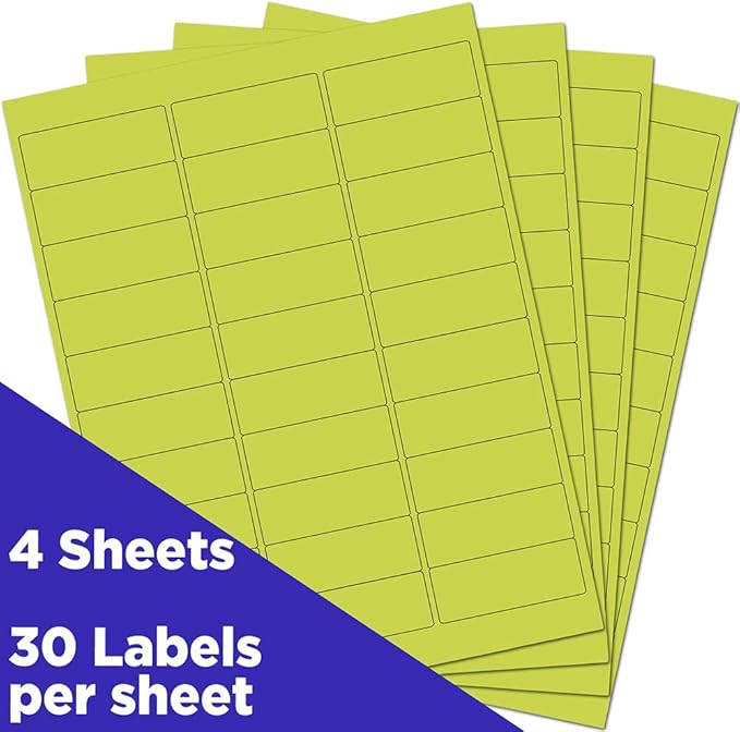 JAM PAPER Return Address Labels - Standard Mailing - 1 x 2 5/8 - Ultra Lime Green - 120 Shipping Labels/Pack