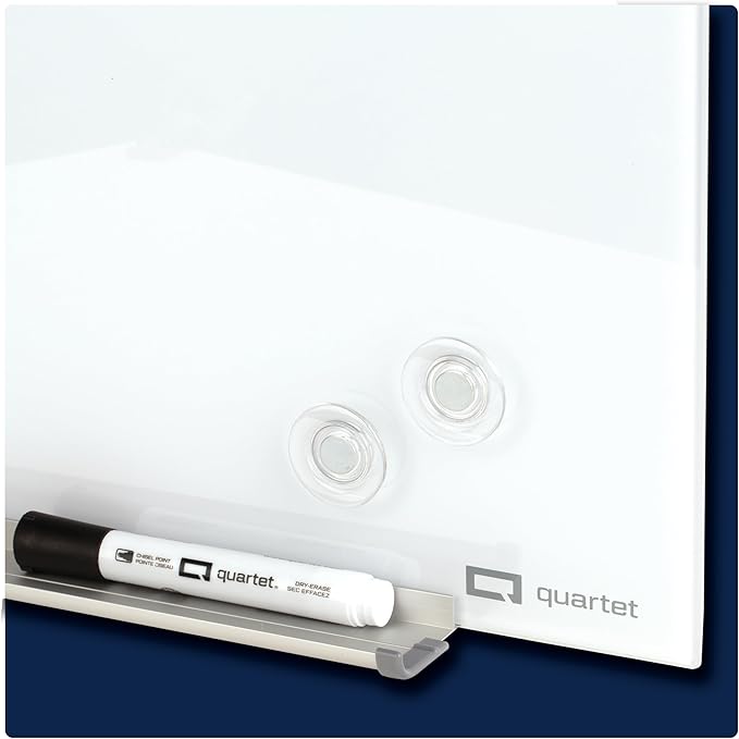 Quartet Magnetic Dry Erase Board, 72" x 48" Glass White Board for Wall, Frameless, InvisaMount, White (Q25F03IMW)