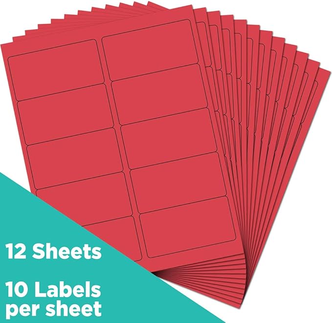 JAM PAPER Shipping Address Labels - Standard Mailing - 2 x 4 - Red - 120/Pack