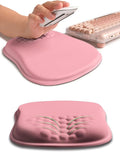 Hokafenle Ergonomic Wrist-Hugging Mouse Pad Wrist Support, U-Shaped Holding Wrist Rest Mousepad for Carpal Tunnel Pain Relief with Cushioned Memory Foam Slope Massage Bulge (Classic 10.2x8.3 in,Pink)
